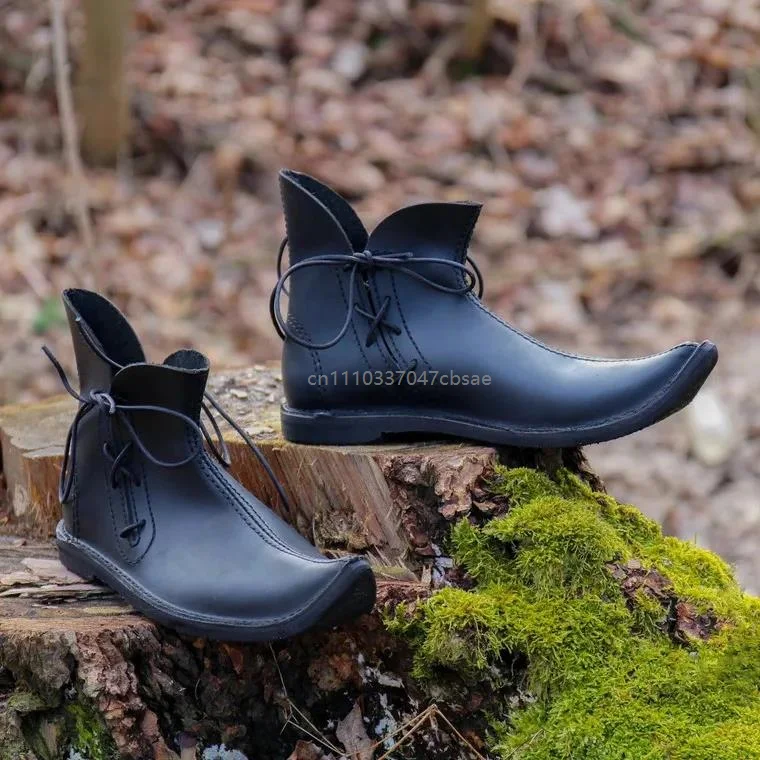 Medieval Renaissance Pointed Elf Ankle Boots Side Lace Up Short Boot For Men Women Pirate Halloween Cosplay Party Shoes 2026