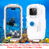 PULUZ Waterproof Diving Case For iPhone 15 Pro Max /14 Plus /13 Pro Max /12 Pro Max /11 Pro Max Photo Video Taking Shell Cover