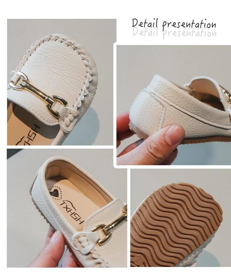 Boys PU Leather Shoes Black Beige for School Party Wedding Kids Formal Flats Moccasin Loafers Slip-on Soft Children Casual Cosy