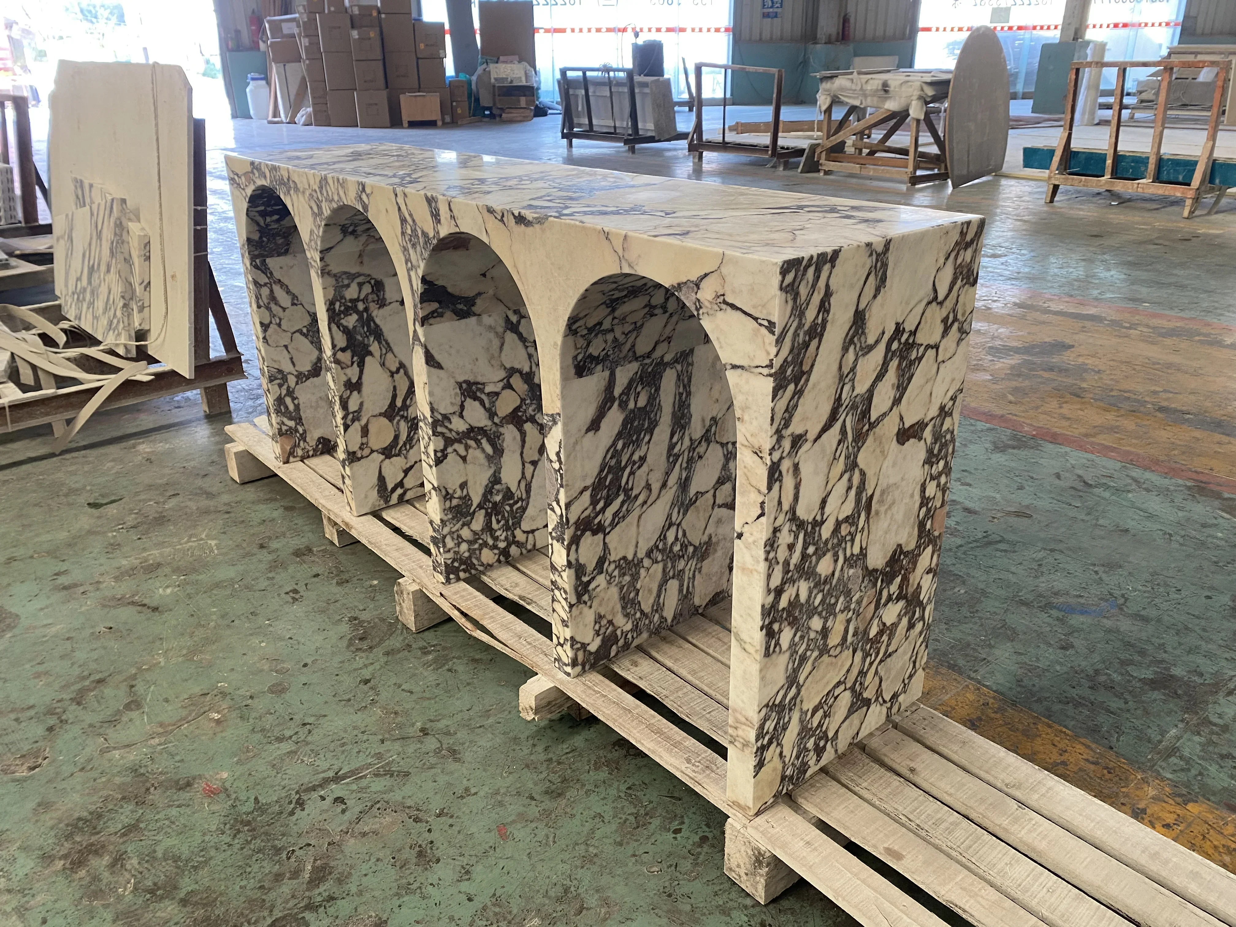 High Quality For Luxury Marble Entrance Table Custom Design Arch Shape Marble Table Marble Console Table On Sale