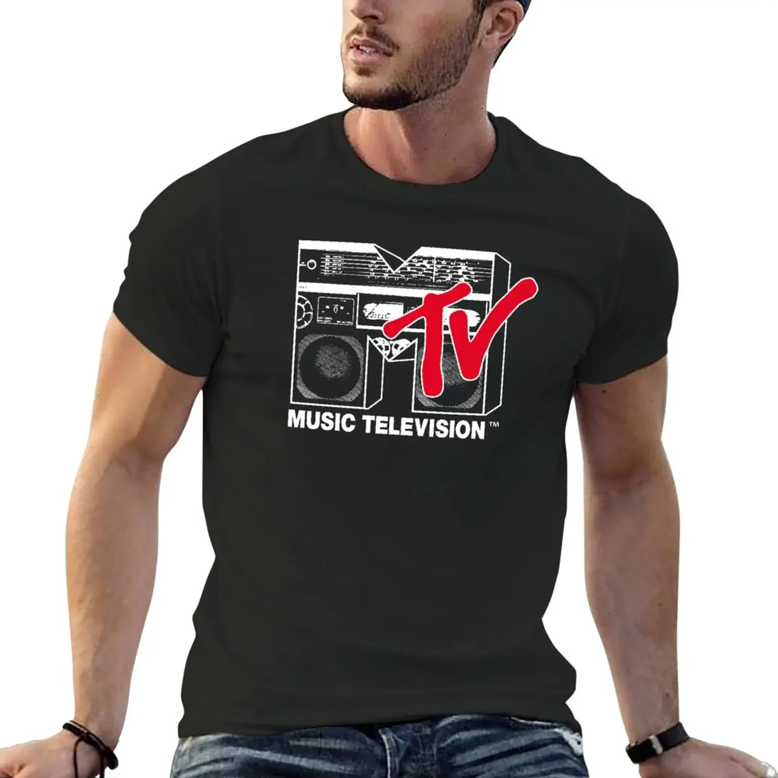 New MTV Boombox Music Television Logo T-Shirt quick drying t-shirt vintage t shirt funny t shirt Short sleeve tee men