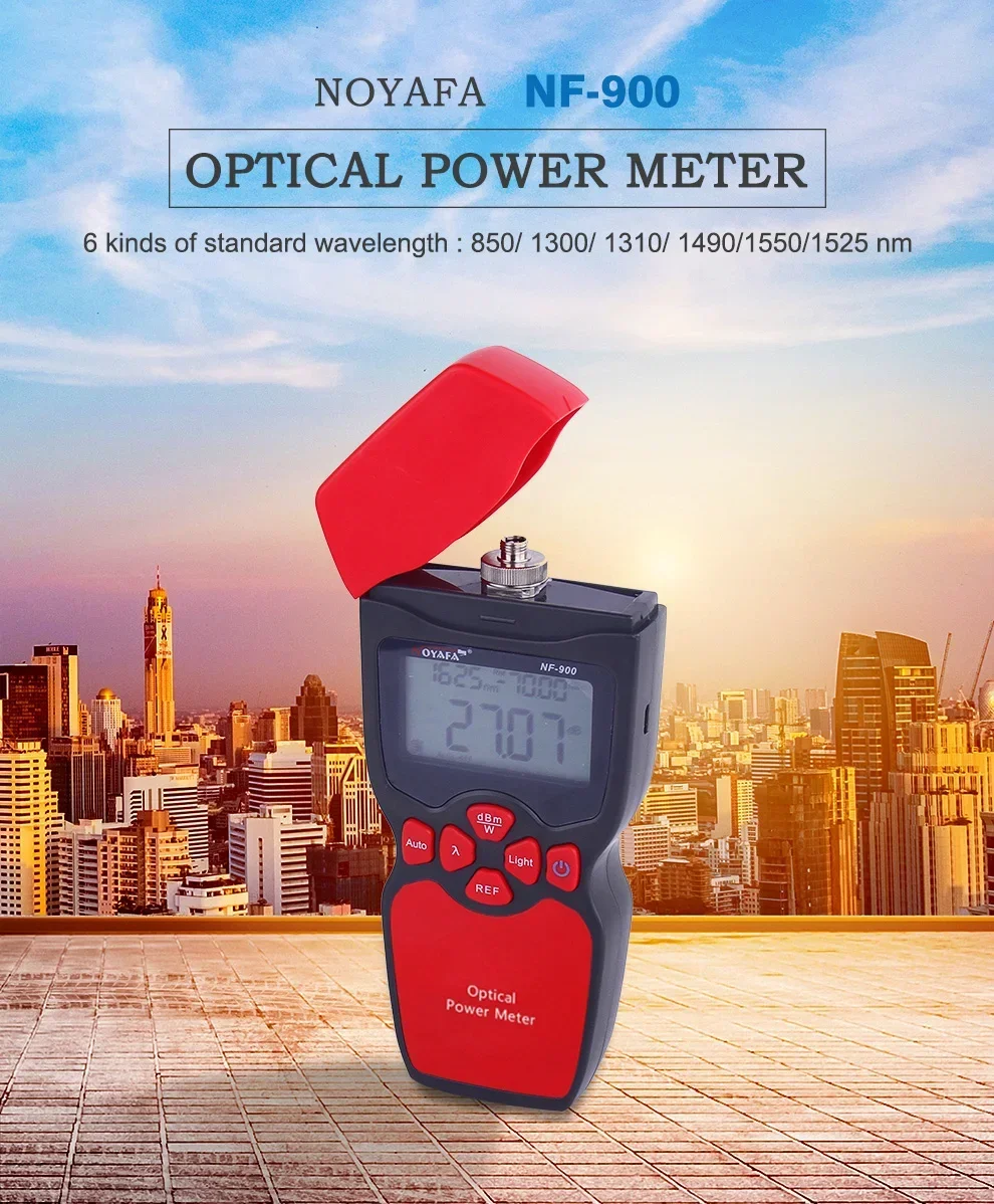 NOYAFA Handheld Optical  Power Meter High Precision Fiber Tester Detector Supports 6 Wavelengths 800-1700nm NF-900