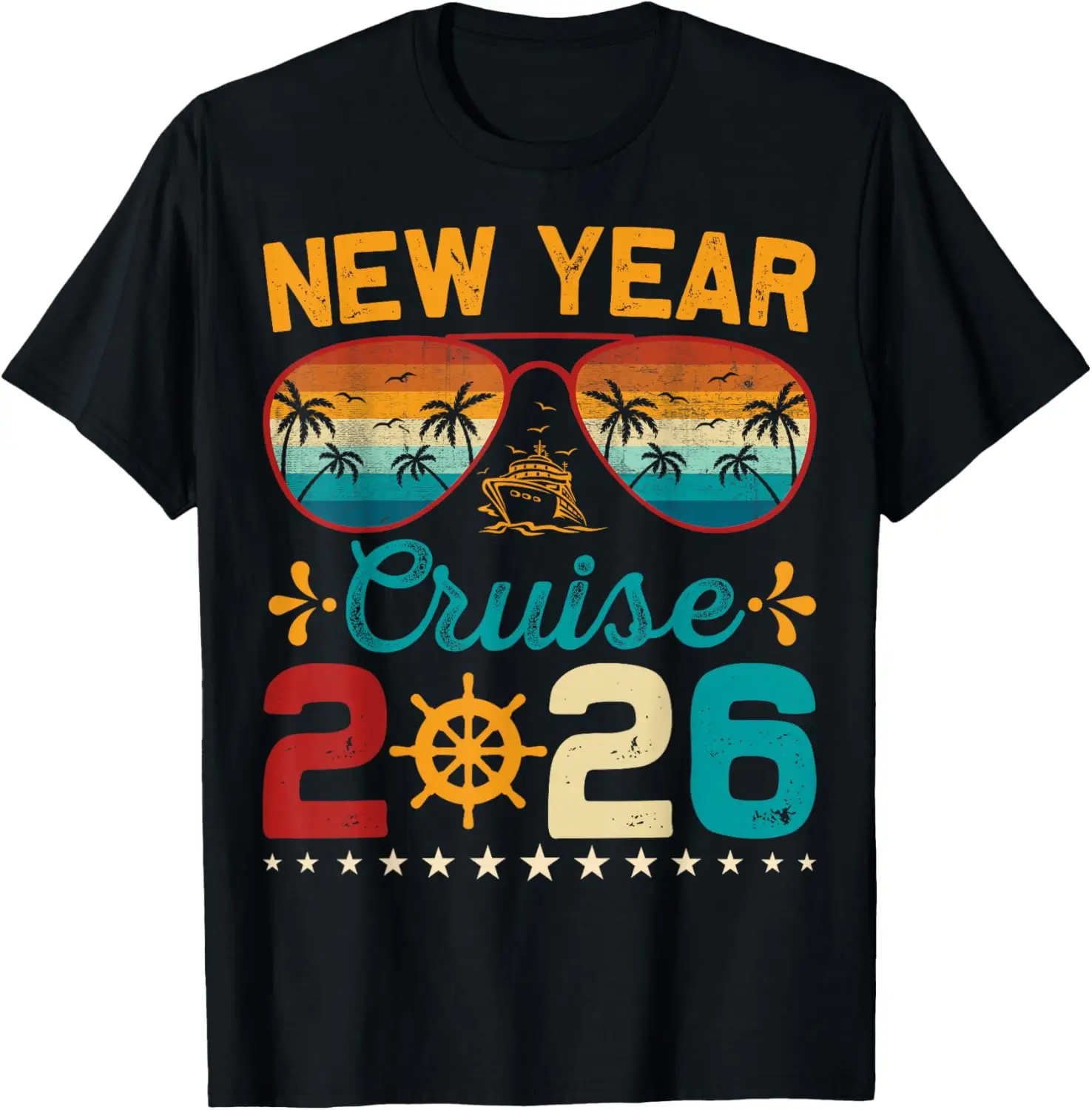 

New Year 2026 Cruise Sunglasses Graphic Tee Vintage Family Matching Trip T-Shirt
