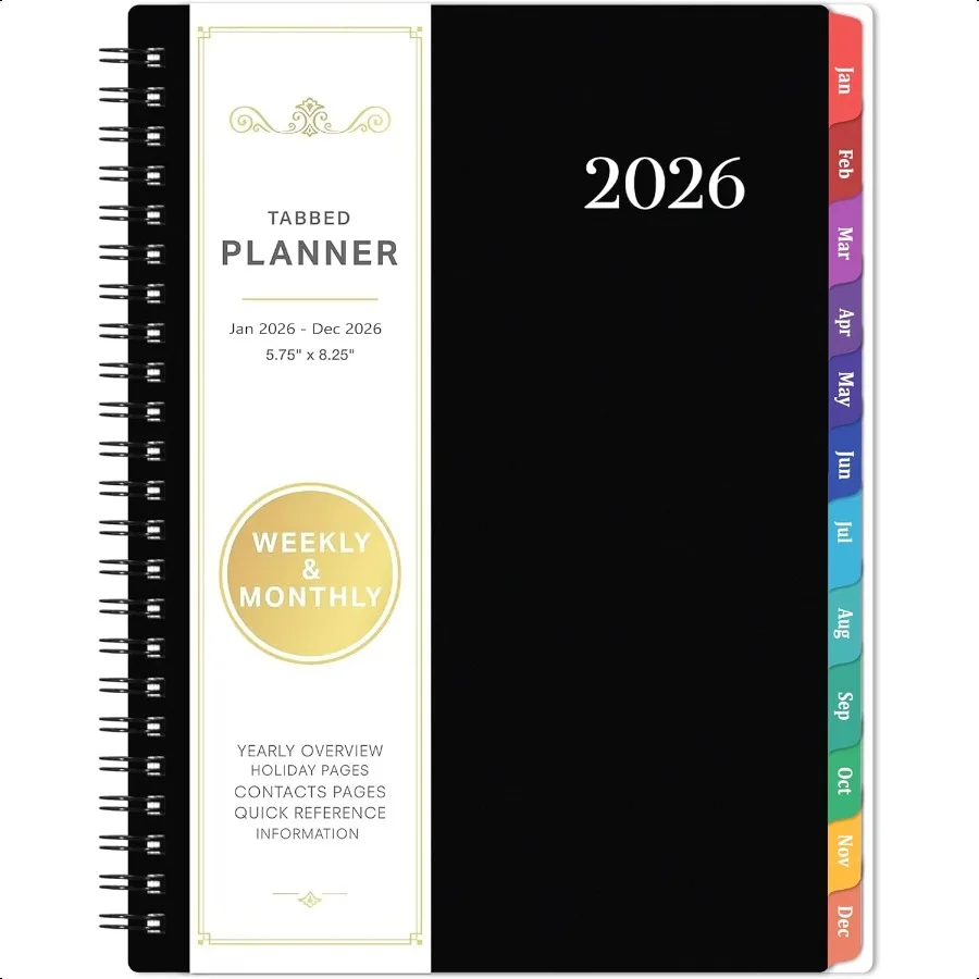 

2026 Planner Planner 2026 January 2026 December 2026 6.3 x 8.4 2026 Planner Weekly and Monthly Colorful Tabs PP Cover A5 Thick