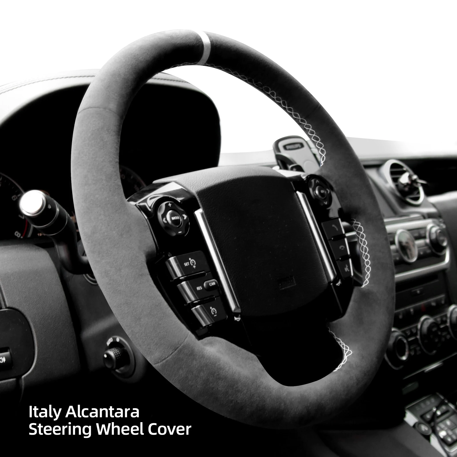 Alfanxi Hand Stitch Alcantara Steering Wheel Cover for Land Ro-ver Discovery  4 Freelander Range Rover Evoque 2010-2016