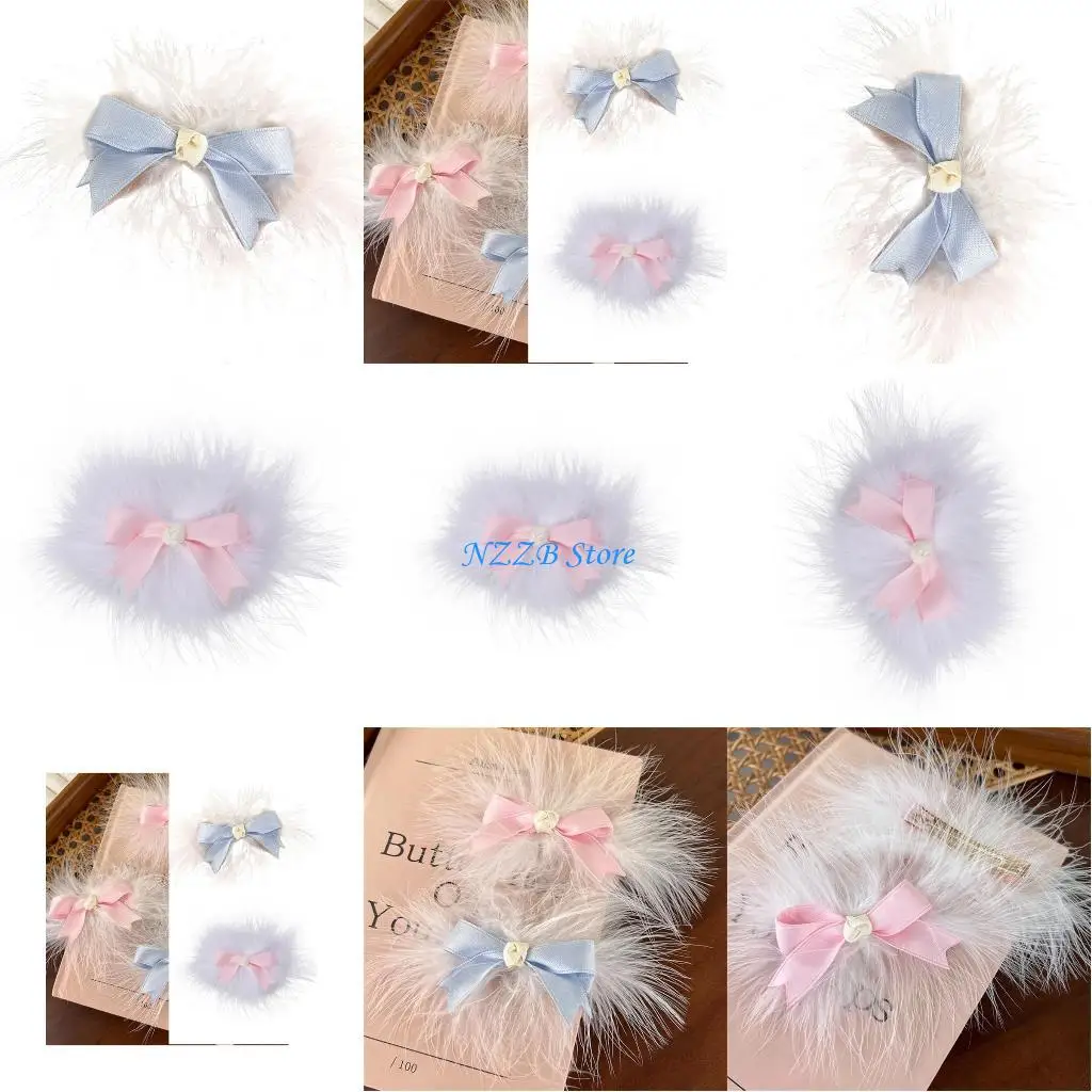 

T21F Фея Заколка для волос Шпилька с перьями Большой бант Заколка в виде утконоса для милых девочек