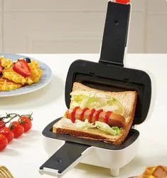 220V Mini Hot Pressing Sandwich Machine Home Panini Light Food Breakfast Machine Non-Stick Waffle Maker Multi-purpose Toaster