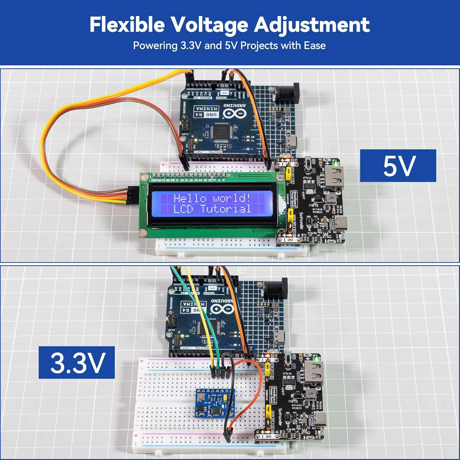 Picture 4: SunFounder BreadVolt Breadboard Power Supply Module Compatible with Arduino, Raspberry Pi, Pico W, ESP32