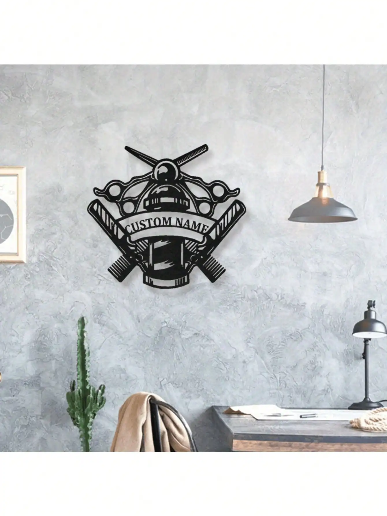 

Custom Metal Barber Wall Art Sign Personalized Name Plate Modern Salon Decor Gift