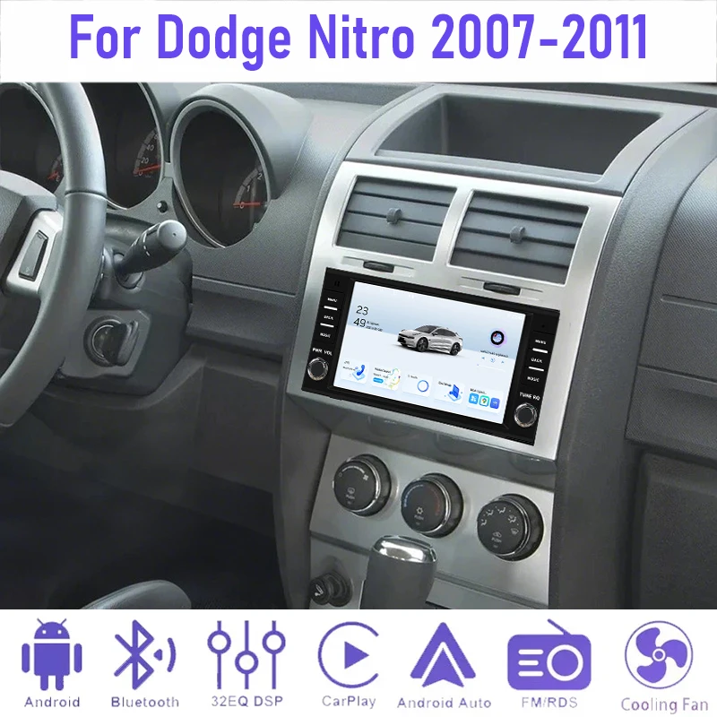 

7” 4+64GB For Dodge Nitro 2007-2011 Car Radio 2DIN Head Unit Android 15 Auto Steering wheel control Camera Stereo Wifi GPS BT