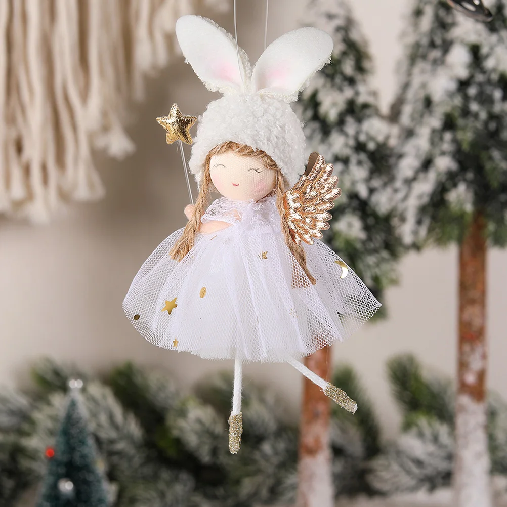 Ornement d'arbre de noël, 2 pièces, pendentifs d'ange, jupe en gaze, décorations suspendues, décoration de noël, ornements d'halloween