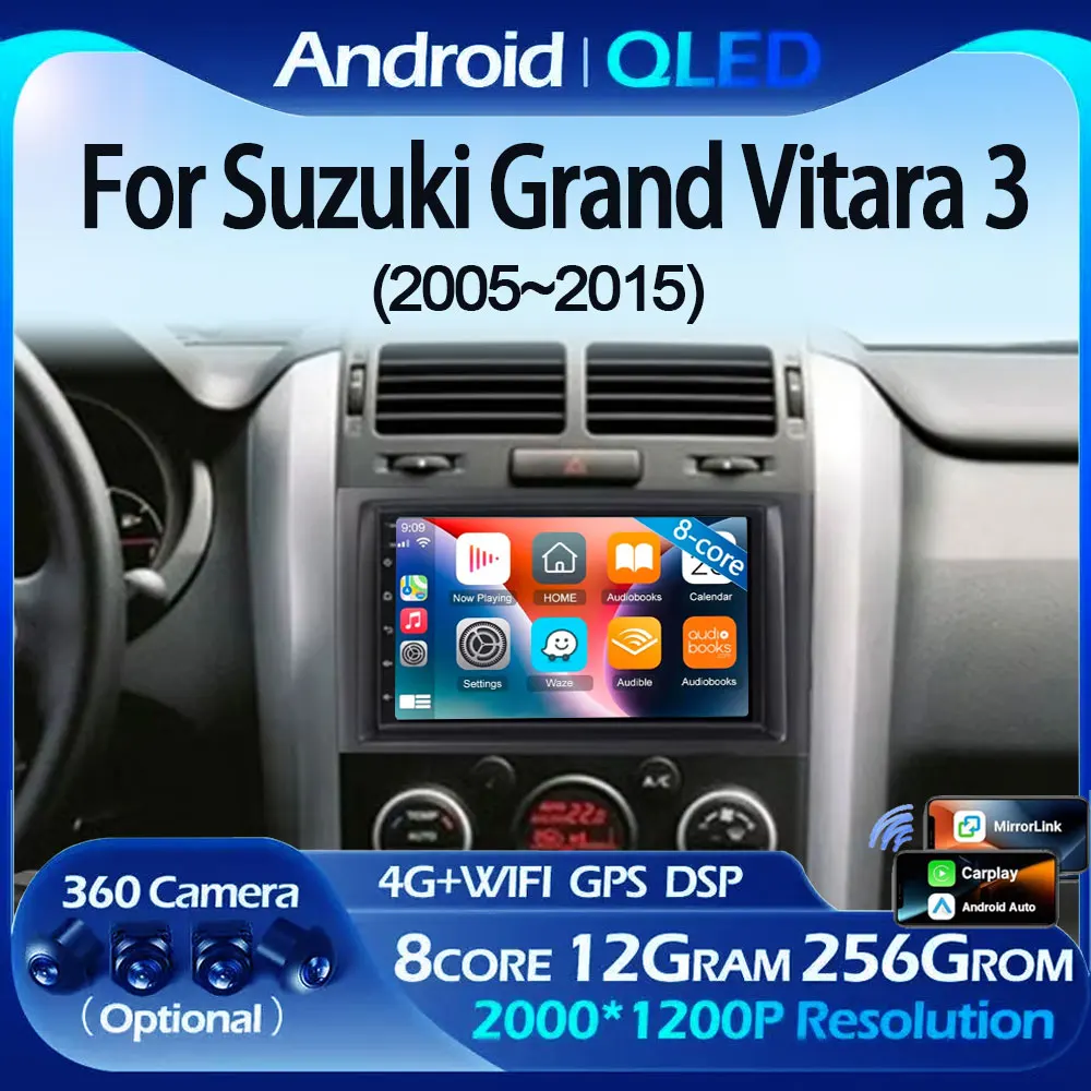 

Автомобильный радиоприемник Android 15 для Suzuki Grand Vitara 3 2005-2015 2K 12 + 256 QLED мультимедийный видеонавигасион GPS Auto Carplay сенсорный стерео