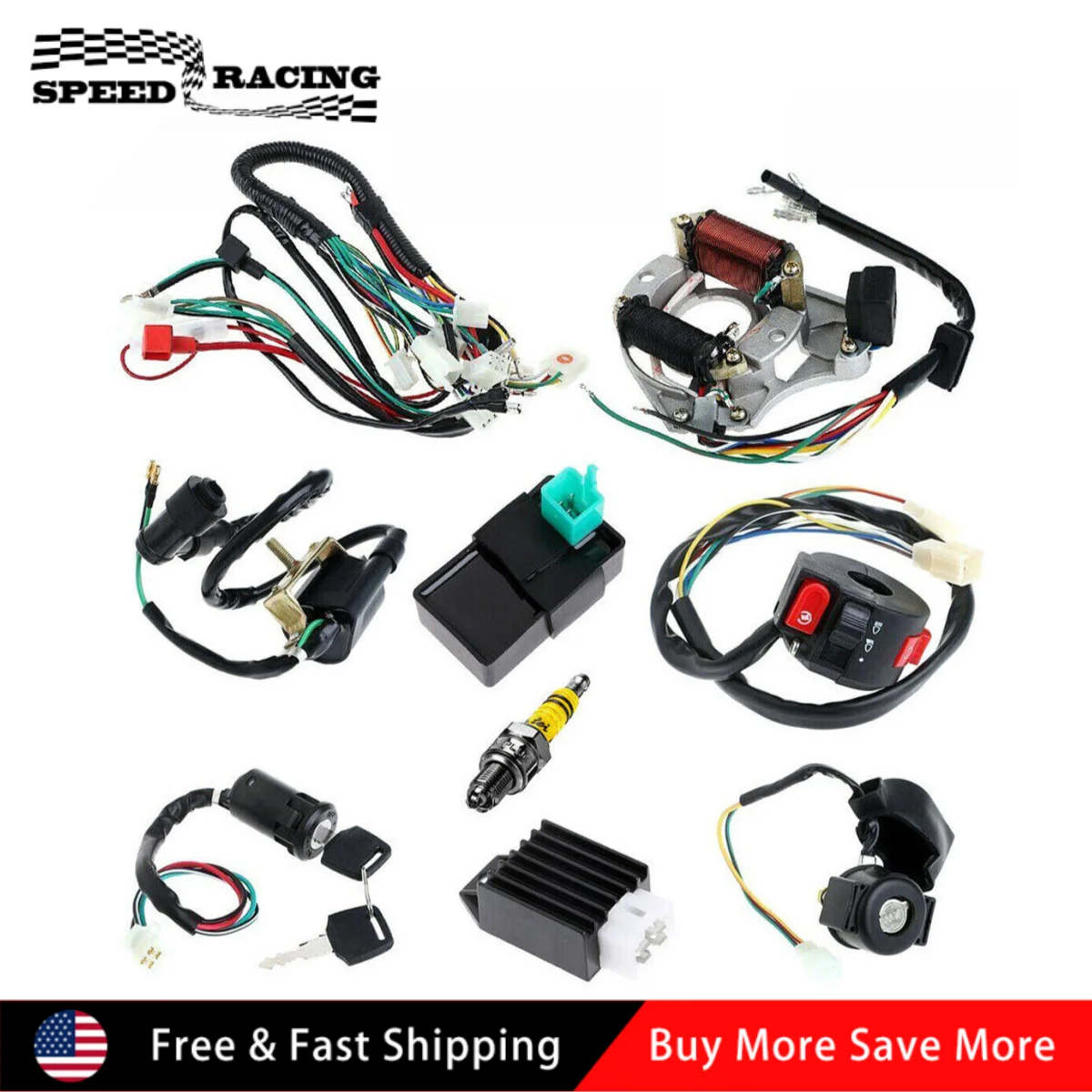 

Высококачественный жгут проводов, ткацкий статор CDI, комплект статора для ATV QUAD 50CC 70CC 90CC 110CC Honda Kawasaki Yamaha, черный