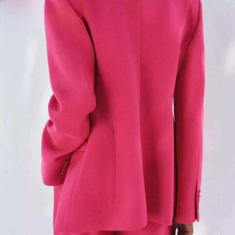 

Spring 2025 New Women's Slim Fit Long Sve Suit Jaet Casual Pants Commute Sle Pure Color Single Button Fastening