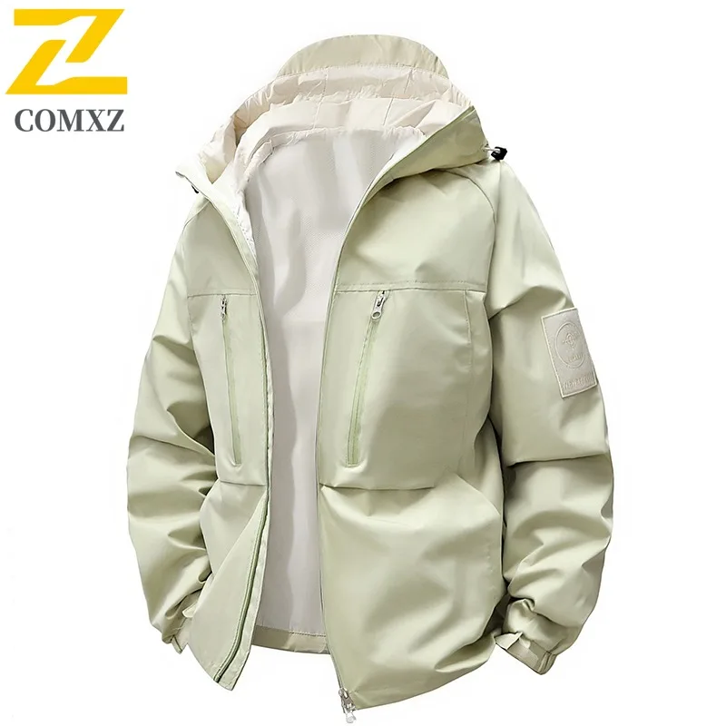 سترة واقية للرجال من COMXZ قابلة للتنفس فضفاضة للتخييم Athflow متعددة الاستخدامات سترات سفر مقاومة للاهتراء 2025 معطف مشي رياضي #5