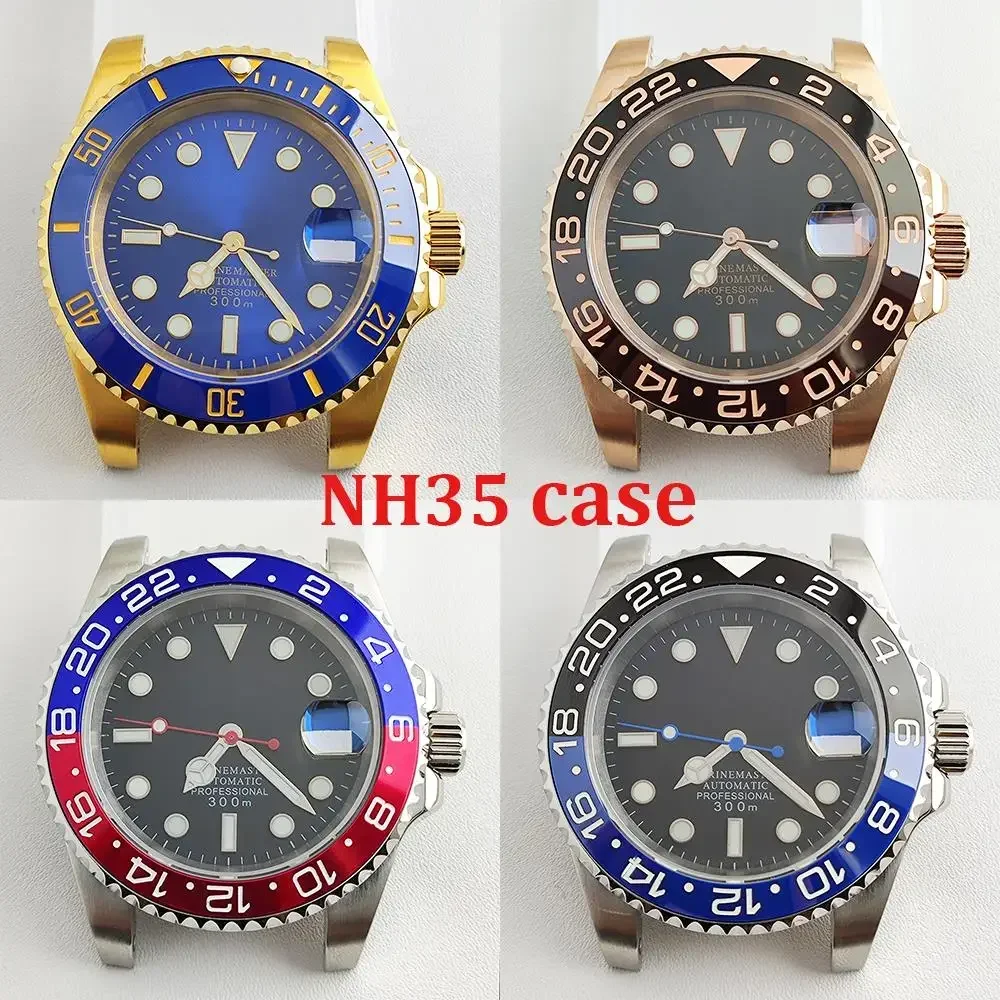 

40mm NH35 Case Dial Hands Stainless Steel Bracelet Sapphire Glass Fit Sub GMT NH34 NH35 NH36 Movement Men's Watch Parts Assemble