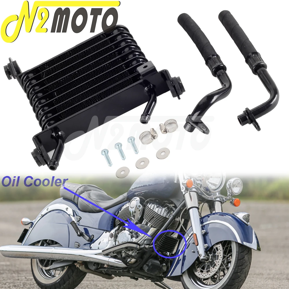 Motorcycle Black Aluminum Oil Cooler Device Engine Radiator For Indian Chief Vintage Classic Dark Horse Springfield 2016-2021