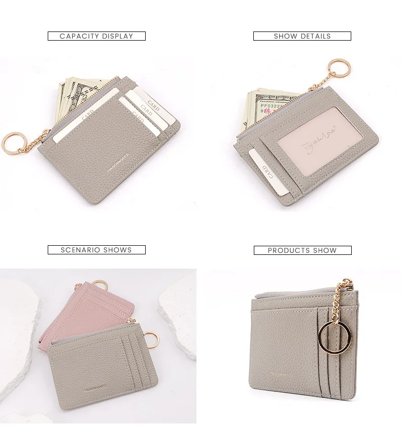 Tarjeteros de estilo coreano para mujer, carteras multifuncionales para mujer, monederos con cremallera