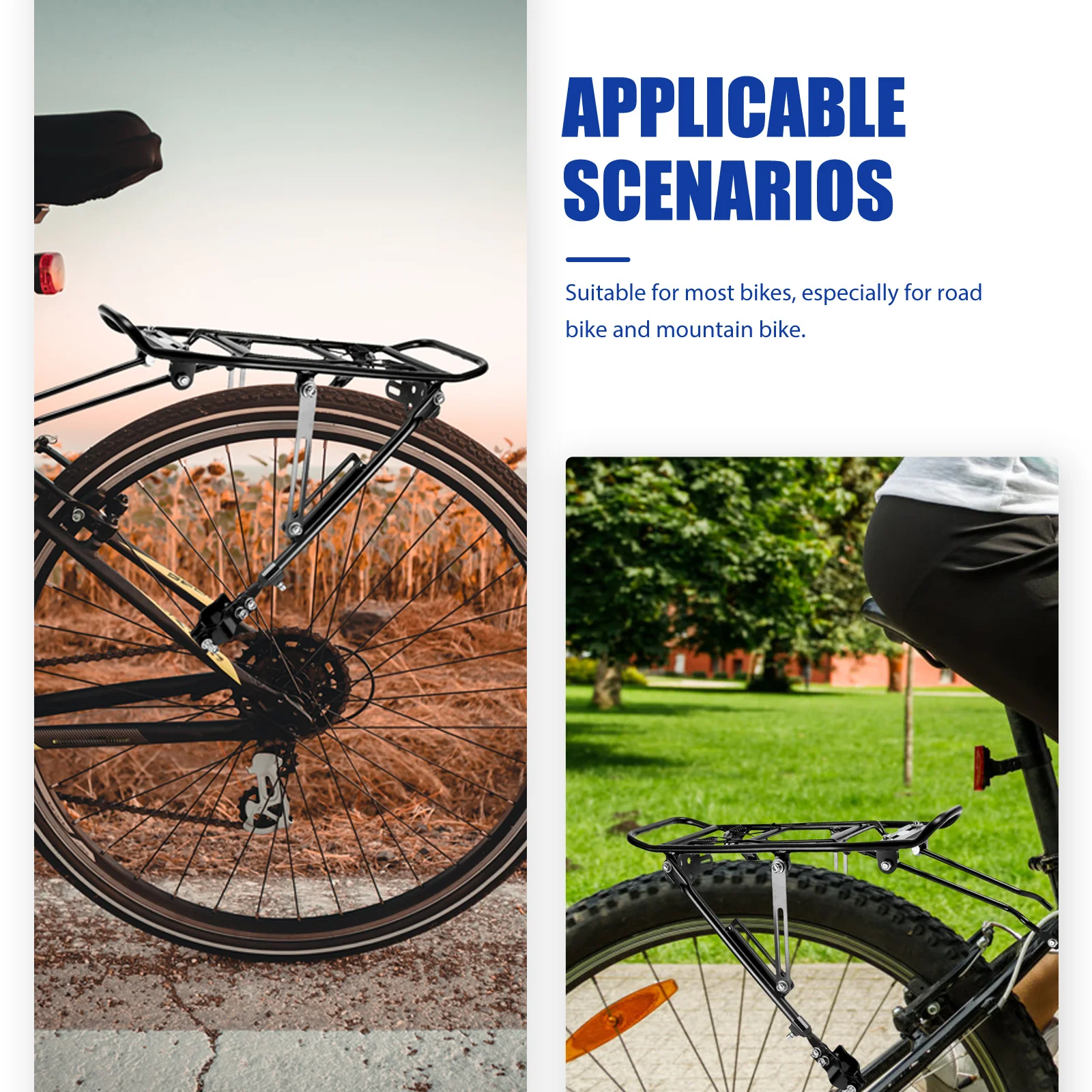 

Bike Rear Luggage Carrier Aluminum Alloy Durable Lightweight Easy Install for Mountain Road Bike Cargo Rack Outdoor Trip