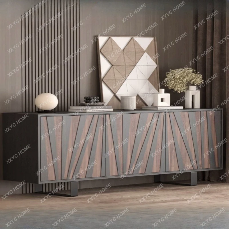 SS Solid wood paint dining side cabinet Modern simple light luxury storage cabinet
