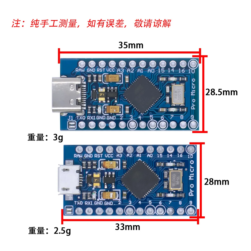 Pro Micro ATmega32U4 5V 16MHz Original Chip Replace ATmega328 For Arduino Pro Mini With 2 Row Pin Header For Leonardo UNO R3