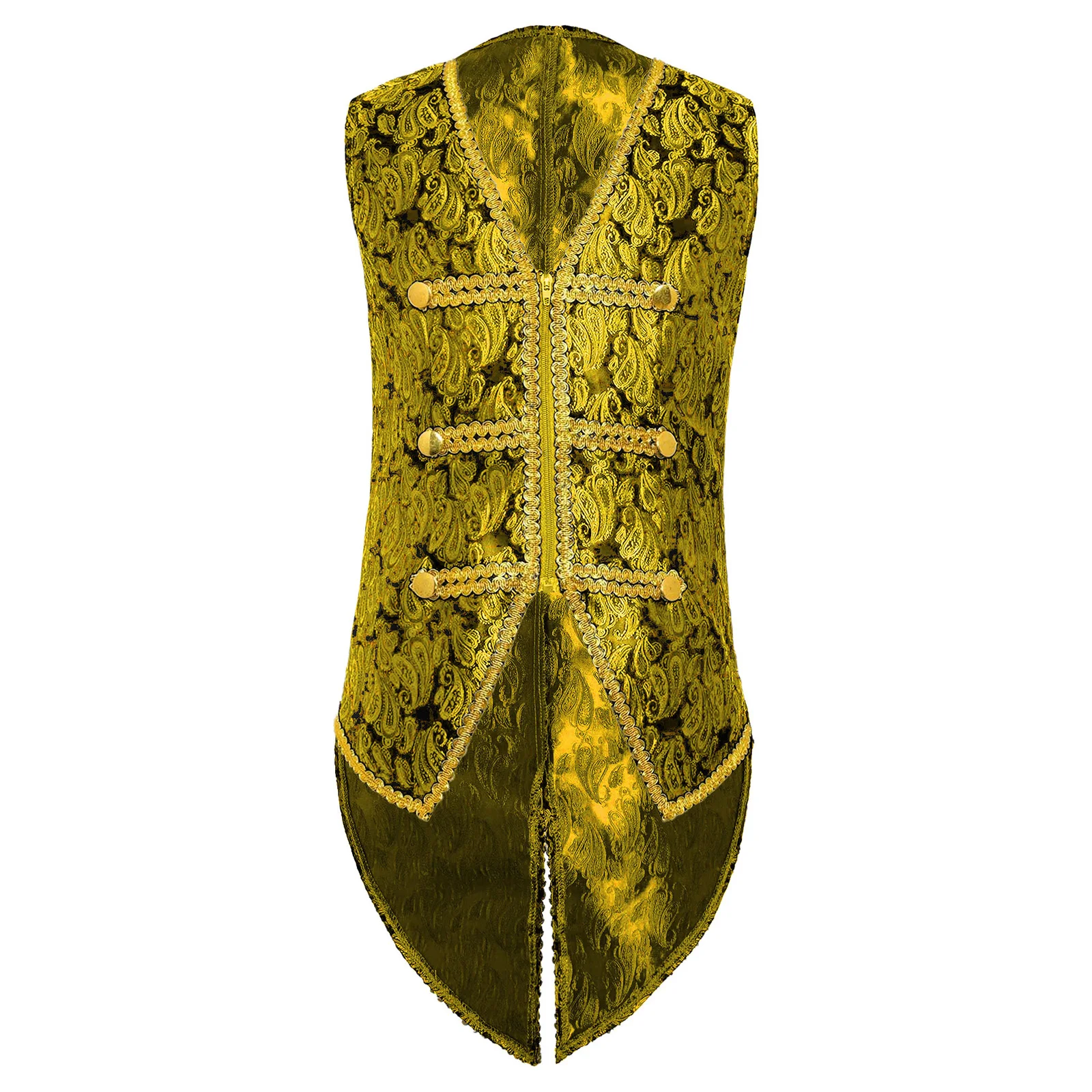 

Kids Boys Victorian Vintage Waistcoat Steampunk Halloween Costume Medieval Renaissance Vest Gold Trimming Embroidery Tailcoat