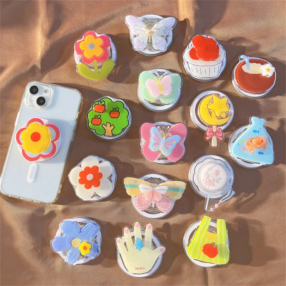 

Корейский мультяшный милый цветок-бабочка, вращающийся кронштейн Griptok для iPhone 17 16, универсальные аксессуары, держатель для телефона, ручка Tok, подставка