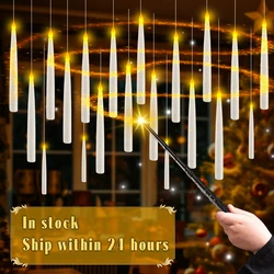 12-60Pcs Floating Candles With Magic Wand,LED Flickering Flameless Warm Light Hanging Candle,Party Battery Operated Taper Candle