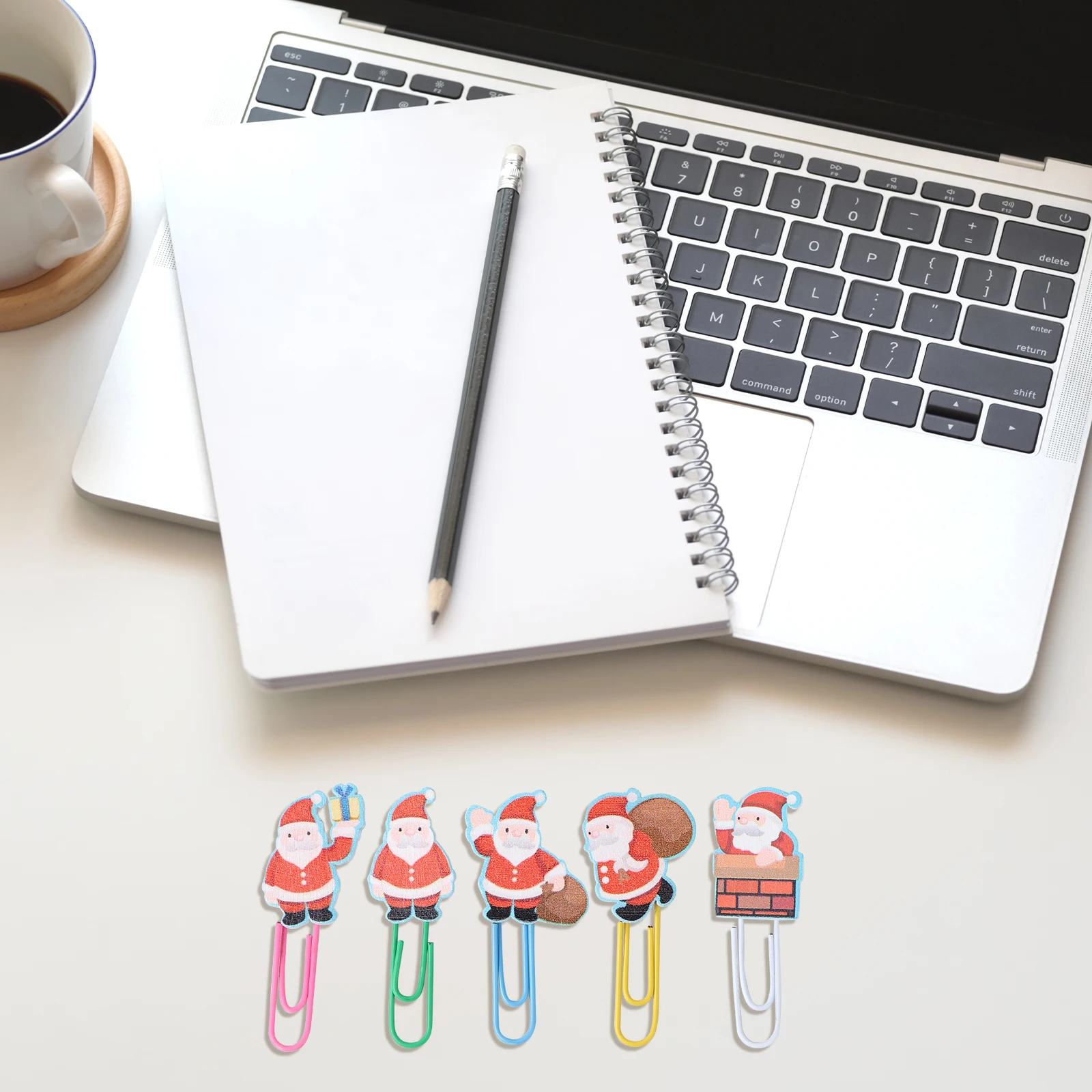 

Christmas Bookmarks for Kids Santa Paper Clip Office Supplies Child Claus Decor