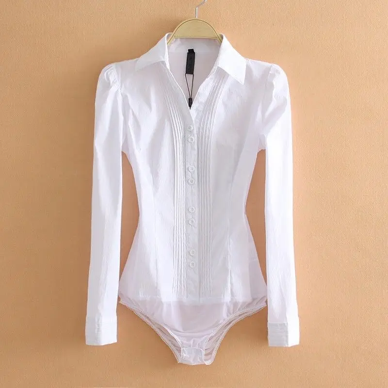 2026 Fashion Bodysuit Long Sleeve Women Body Shirt Office Lady Work Uniforms Spring White Blouses And Tops Slim Autumn Clothes