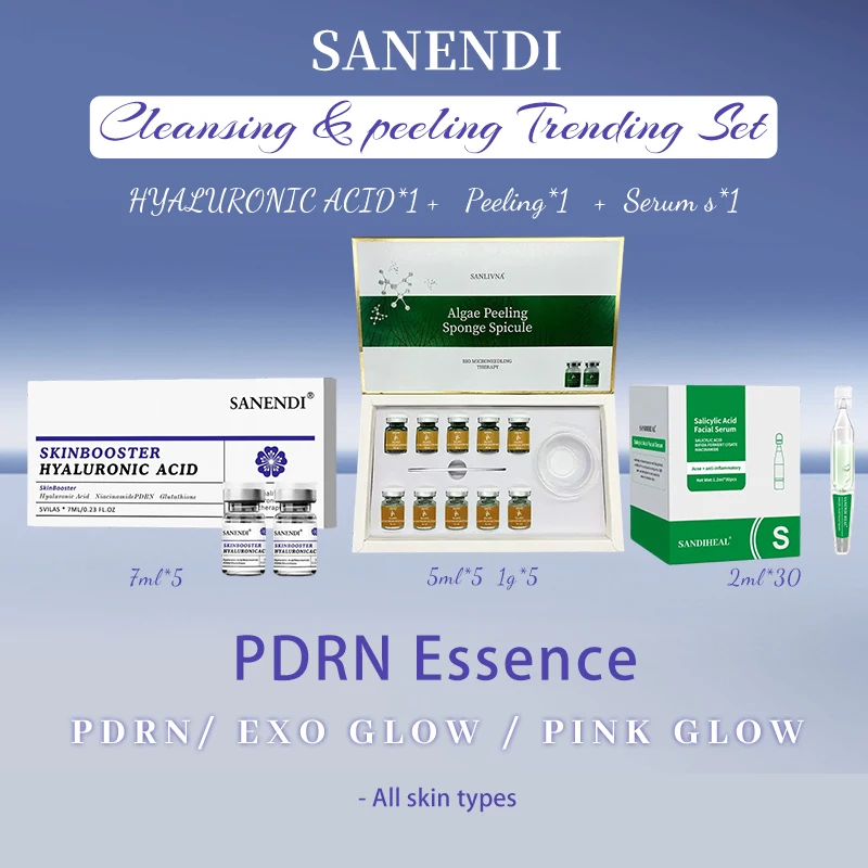 Sanendi PDRN EXO GLOW/PINK GLOW Hyaluronic acid Set Skin Sensitive muscle use Derma pen 7ml x5 vials