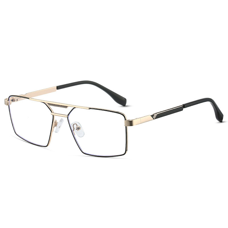 Versatile Comfortable Myopia Eye glasses Frame Double Beam Metal Optical Eyeglasses Anti-blue Light Reading Glasses