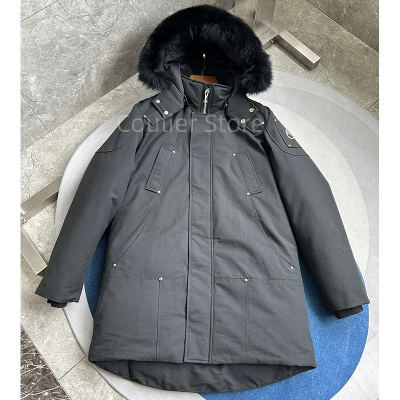 سترة كندية للرجال، معطف دافئ سميك، سترة رجالية بيضاء مناسبة لمناطق الثلج الباردة للغاية