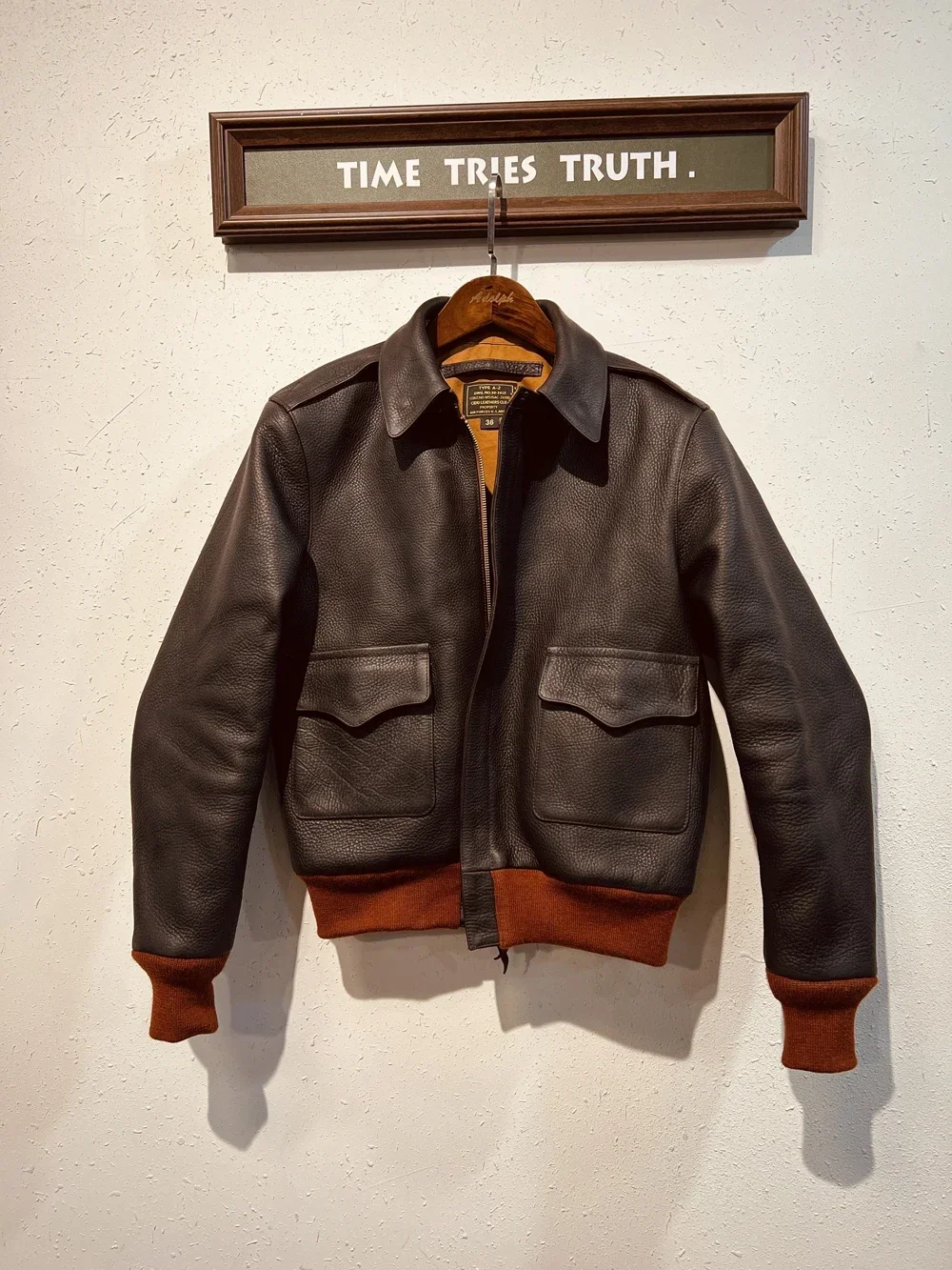 Blunt Razor American Vintage A2-27752 Italian Washed Vegetable Tanned Oil Waxed Cowhide Pilot Jacket