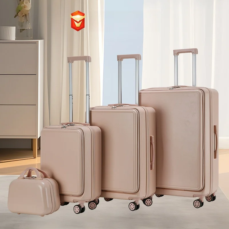 

Large Front Open Lage Set Suitcase Travel Bag with Wheels Faionable ex ABS+PC Material Travel Bag with Zipper And Lo