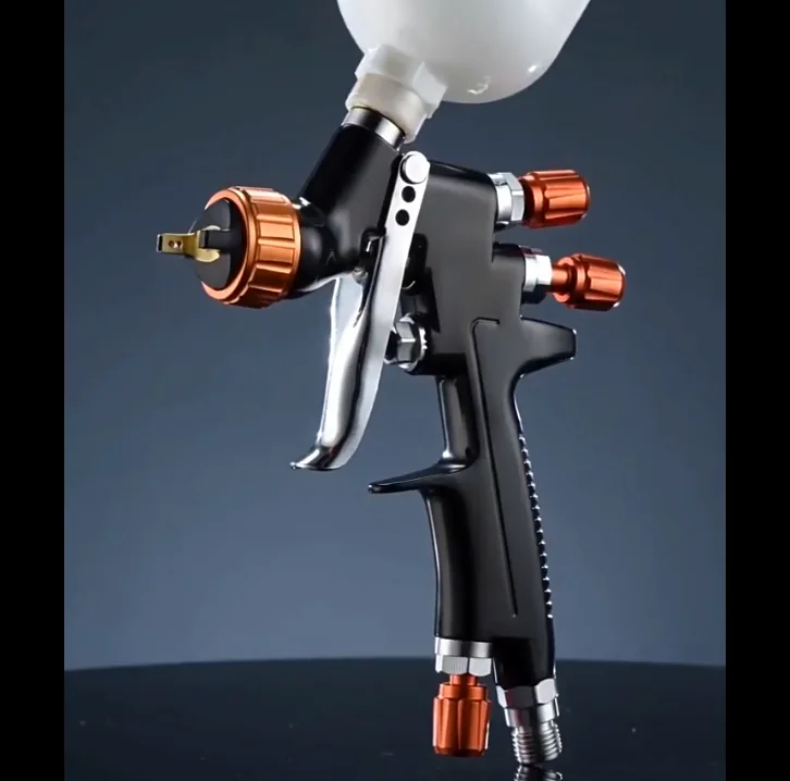 150ml Mini HVLP Spray Gun Nozzle Gravity Feed Upper Cup High Atomization Touch Up Paint Gun for Auto Small Area Repair