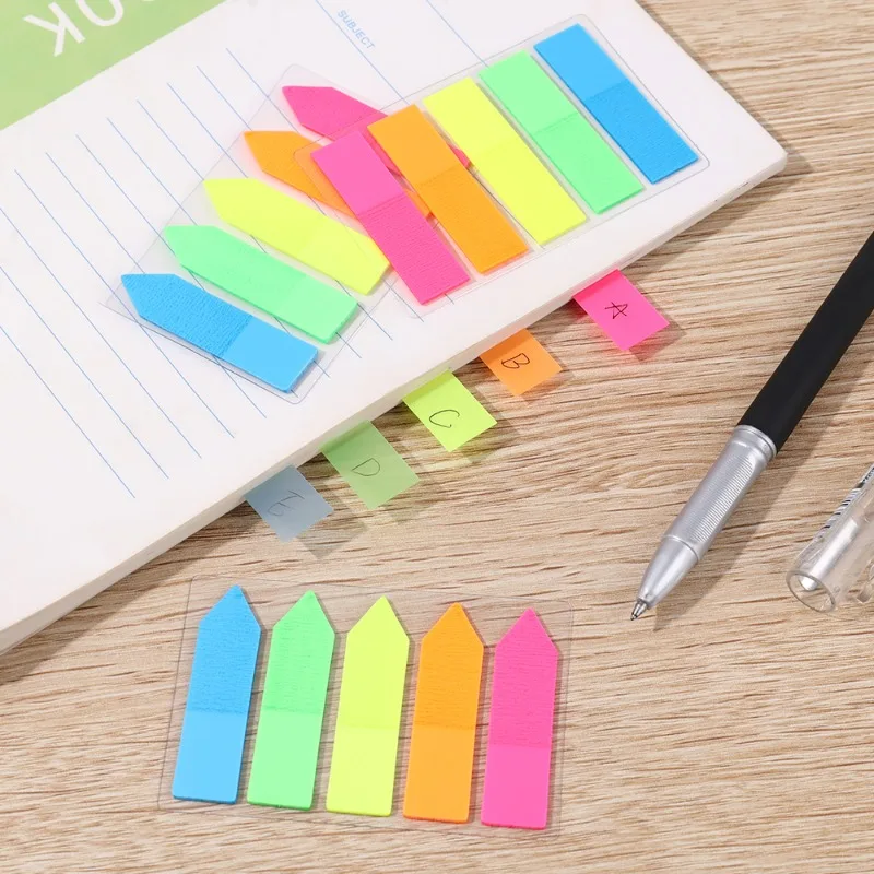 2-1Sets Candy Color Transparent Sticky Notes Memo Pad Notes Index Self -Adhesive Tabs Sticker Stationery School Office Supplies