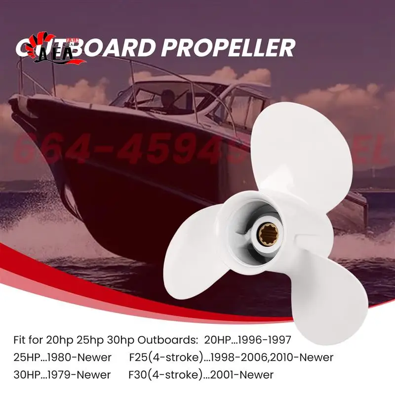 

AEA0-664-45949-02-El Marine Boat Outboard Propeller 9 7/8 X 13 For Yamaha 20-30Hp Right-Hand Rotation 3 Blades White
