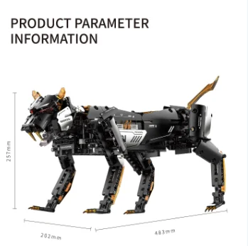 MOC テクニカルヒョウ動物ビルディングブロックデスクトップ装飾リモコンおもちゃ組立モデルギフト子供大人のおもちゃ