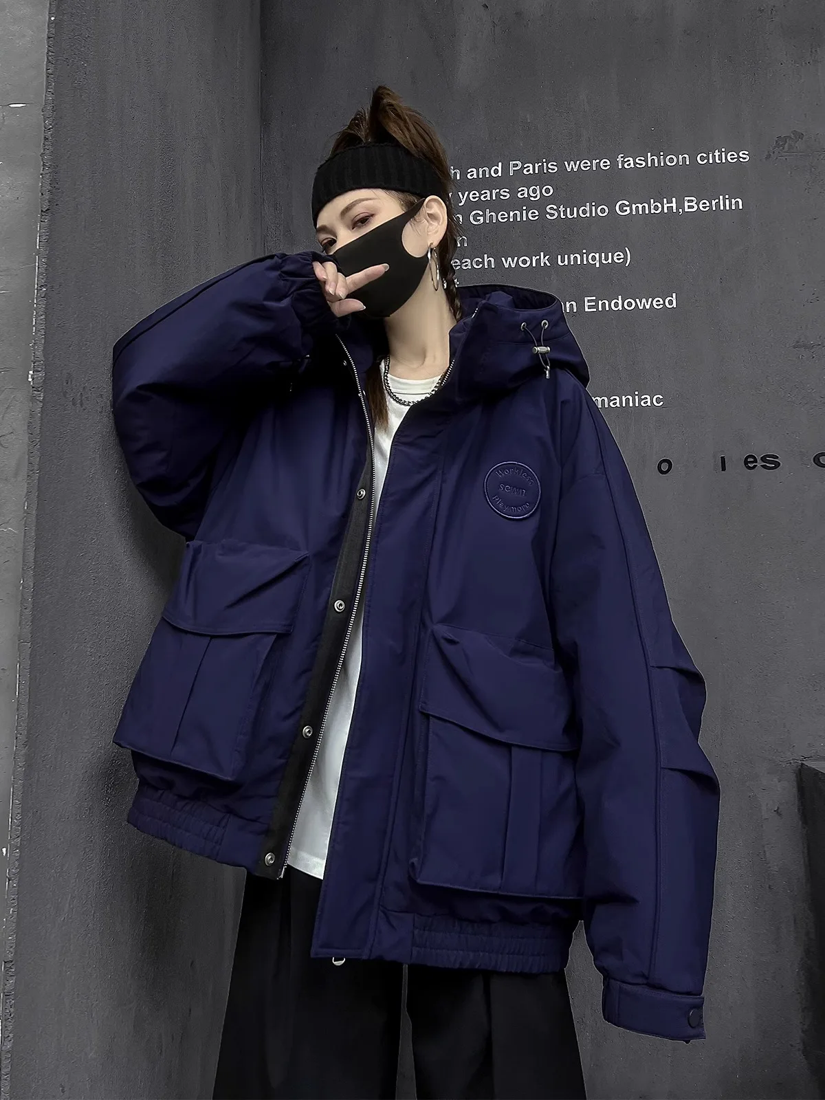 

M-Home Trendy White Du down Jaet Women's New Winter Workwear Coat Slimming Hooded Warmth Outerwear Faionable Youthful