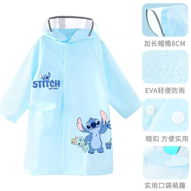 Lilo dan Stitch Disney Jas Hujan Kawaii Kartun Anime Aksesori Cetak Pakaian Tahan Air Hadiah Pria dan Wanita
