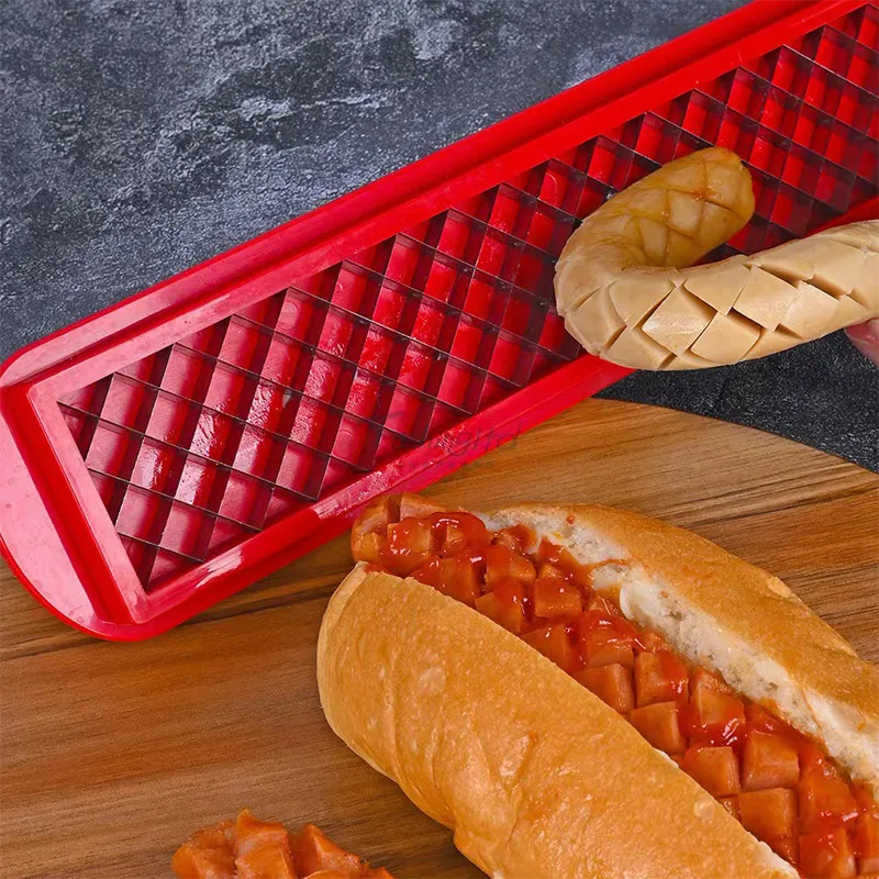 New Design Kitchen Accessories Bbq Stainless Steel Hot Dog Slicing Tools Sausage Segmentation Tool Kitchen Utensils