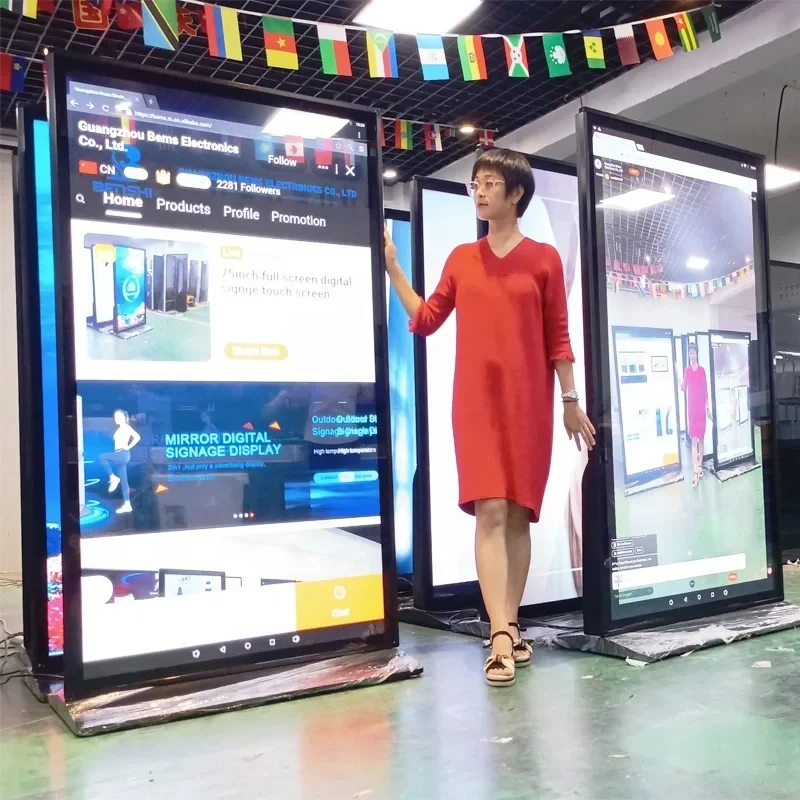 ل 75 "100" 55 بوصة شاشة لمس داخلية LCD الإعلان في الهواء الطلق كشك الطوطم CMS برنامج led عرض لافتات رقمية