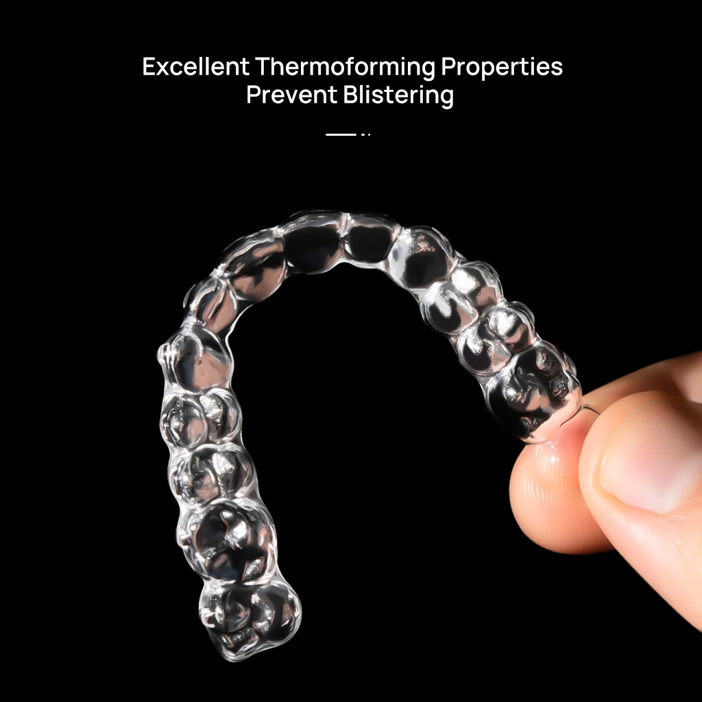 AZDENT Dental Kieferorthopädische Schienen-Vakuumformfolie Weich- und Hartplastik 1,0/1,5/2,0/3,0mm 128*128mm Thermoformfolie – Detail 5