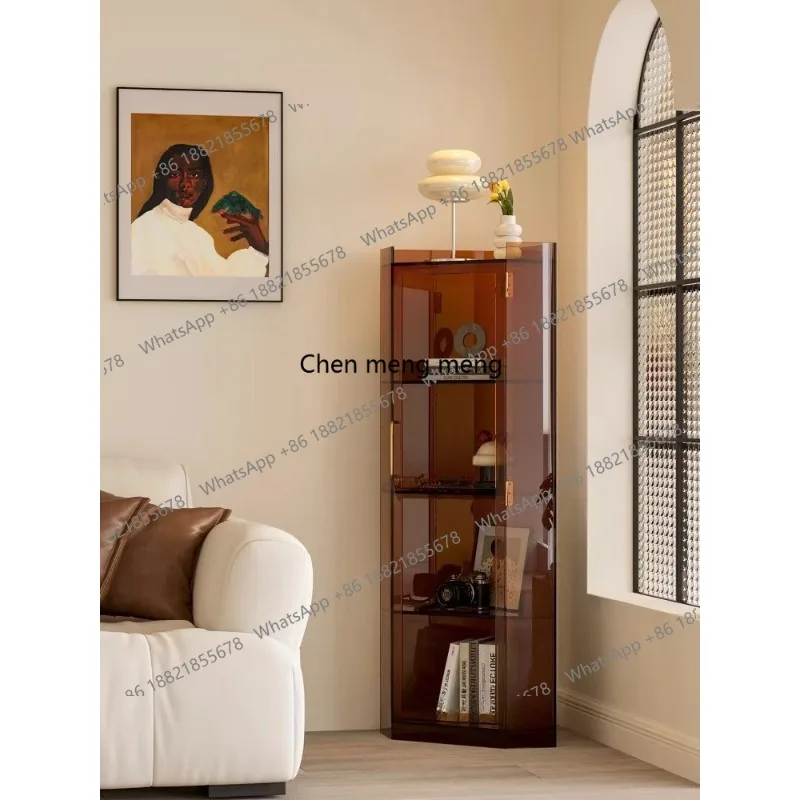 

Акриловый угловой шкаф для хранения, треугольный витринный шкаф с дверцей, угловой шкаф для гостиной, напольный шкаф-комод