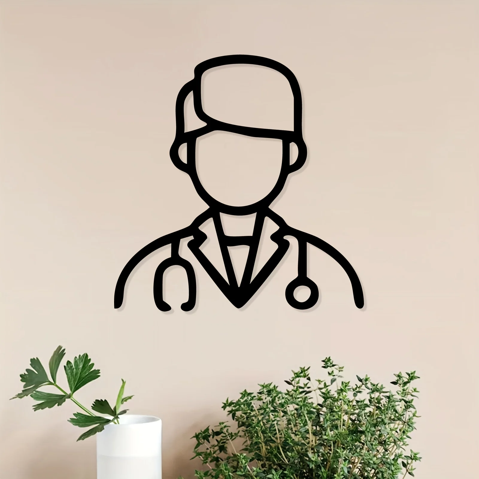 CIFBUY Metal Wall Art Doctor Silhouette Iron Hanging Decor Weatherproof Medical Sculpture For Clinic Office Fence Home Wall Acce