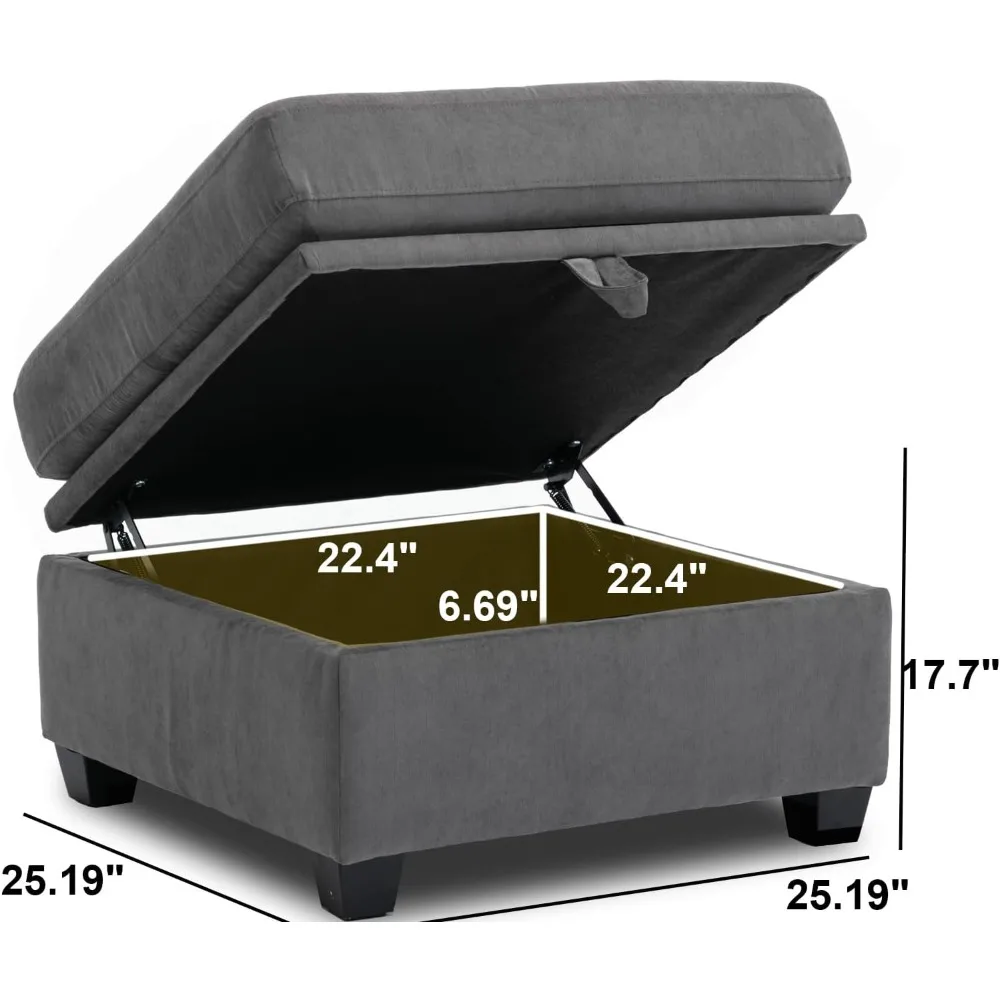 Storage Ottoman with Deep Seat, Multi-Purpose Foot Rest for Small Spaces, Ideal for Dorms, Bedrooms, Offices