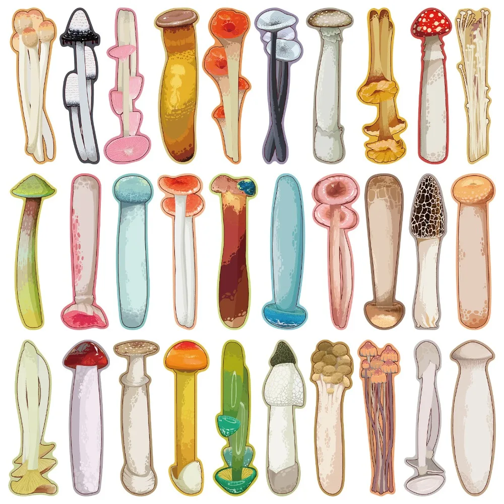 

Retro Cartoon Mushroom Bookmarks Mushroom-Shaped Graffiti Stickers Cartoon Bookmarks Colorful Design Bookmark Cards
