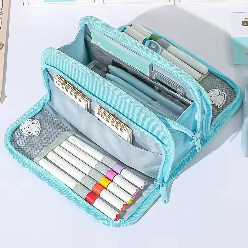

Minimalist Large-capacity Grid Pen Bag, Multifunctional Stationery Accessory for Middle and Primary Schooler, Easy to Keep Clean