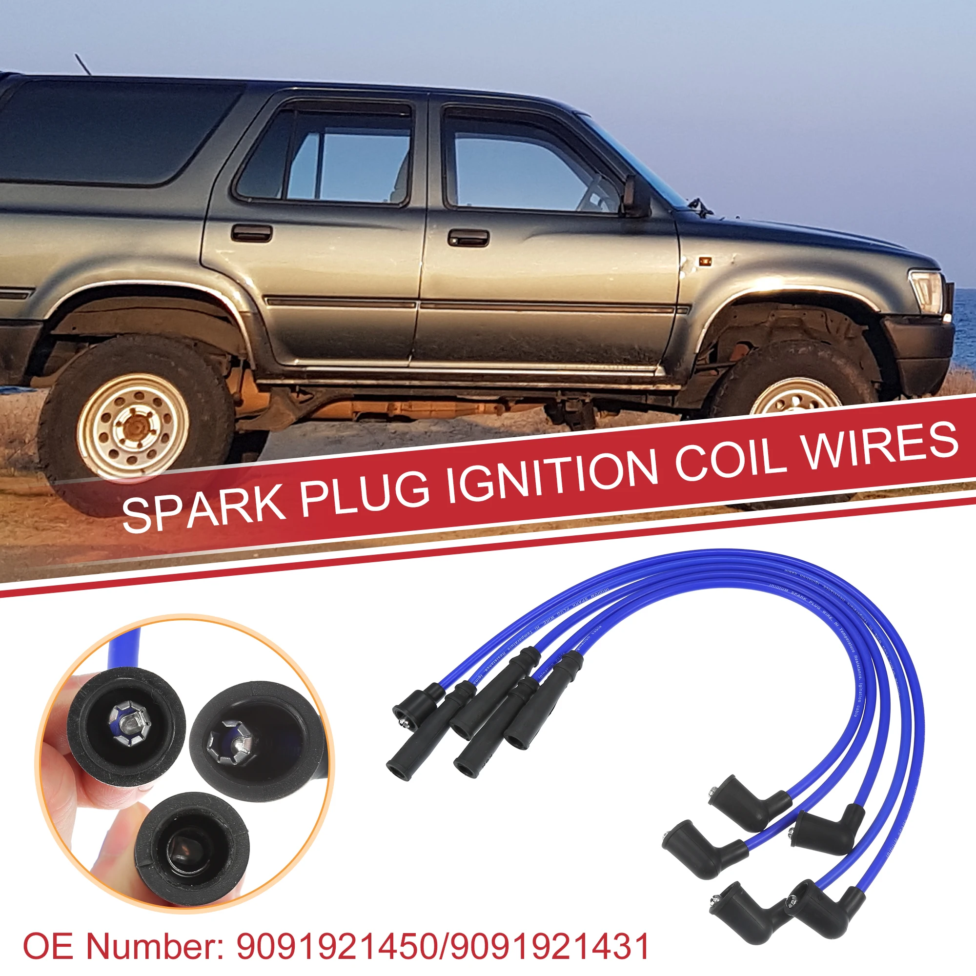 

UXCELL 5 шт. автомобильные провода катушки свечи зажигания, жгут проводов катушки зажигания 7 мм для Toyota 4Runner Pickup 4 Cyl 2.4L 1993-1995 9091921450